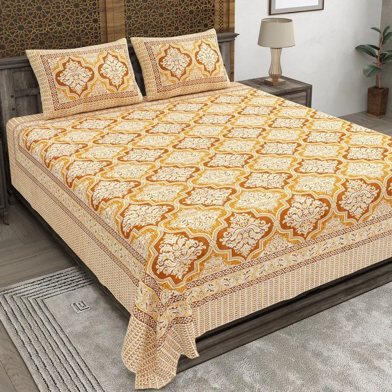 Craftva Cotton Bedsheet (Orange) - 240 TC media 1