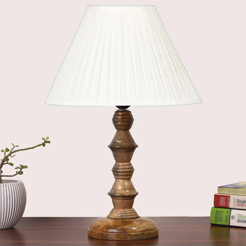 Pleatra II Timber Wooden Table Lamp - White,Brown media 3
