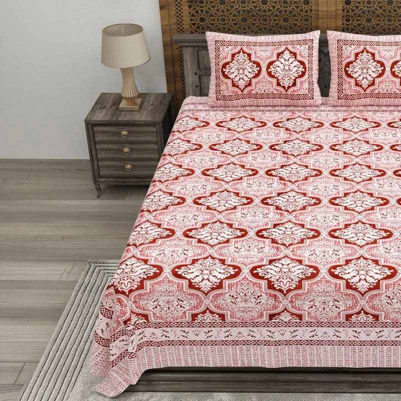 Craftva Cotton Bedsheet (Maroon) - 240 TC media 3