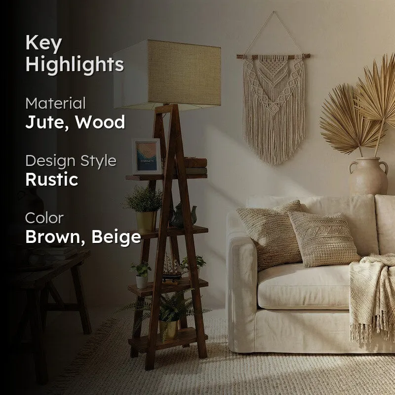 Brontis Shelf Wooden Floor Lamp media 2