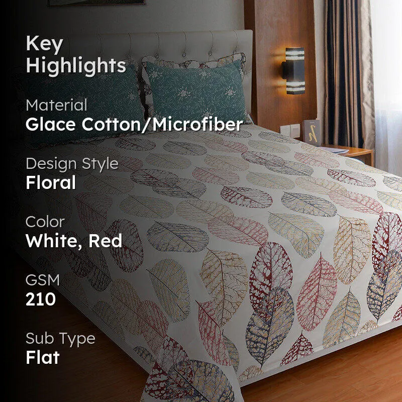 Heirloom Leaves Floral Microfiber Bedsheet - 210 GSM media 2