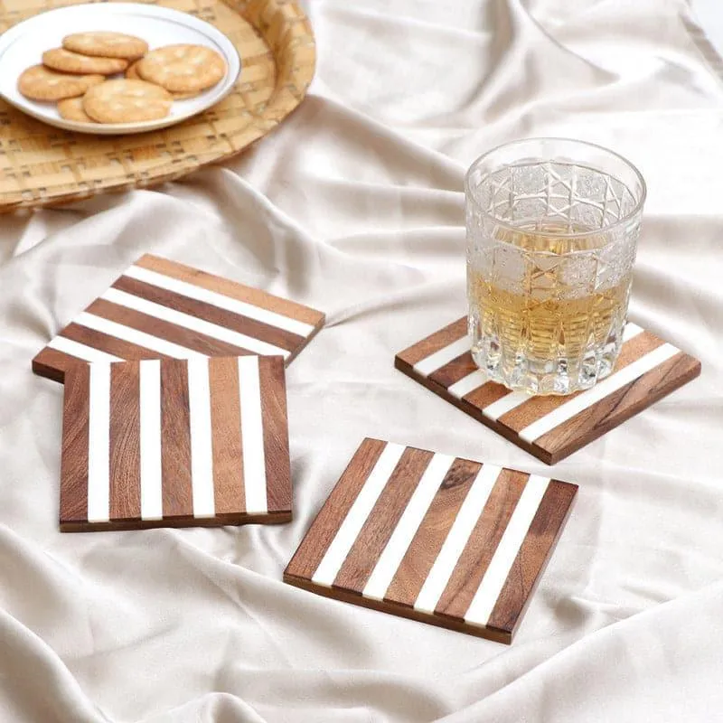 Stripe Stave Coaster - Set Of Four media 1