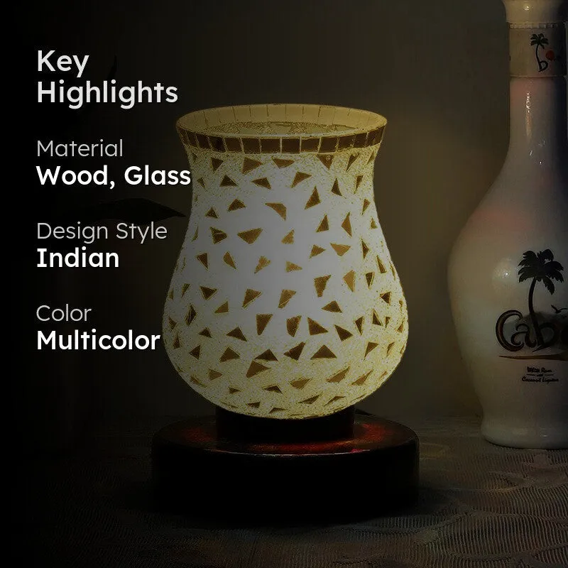 Starella Mosaic Glass Table Lamp With Wooden Base - Multicolor media 2