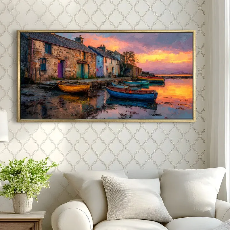 Tethered Boats Canvas Wall Painting With Frame media 4