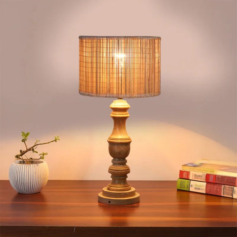 Bambouin Carve Wooden Table Lamp - Beige media 2