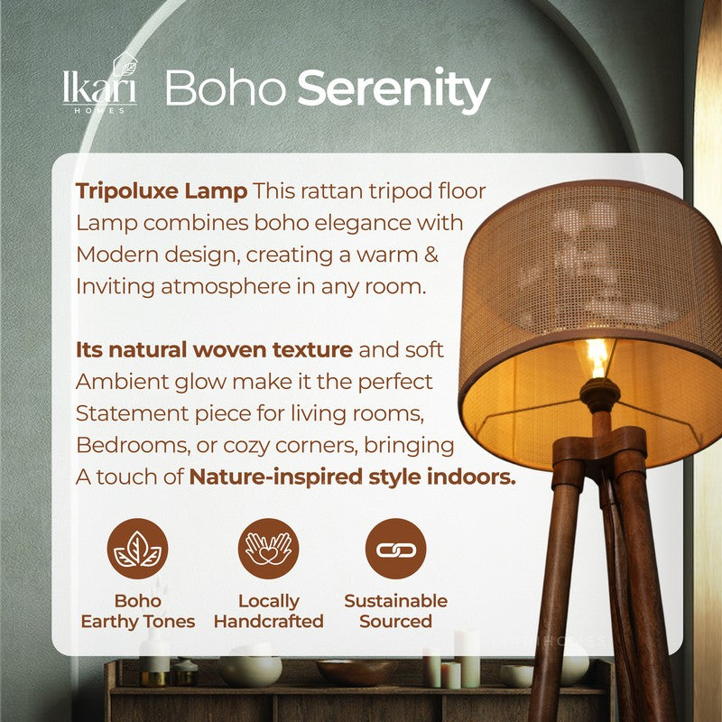 Tripod Hex Acacia Wood Floor Lamp media 6