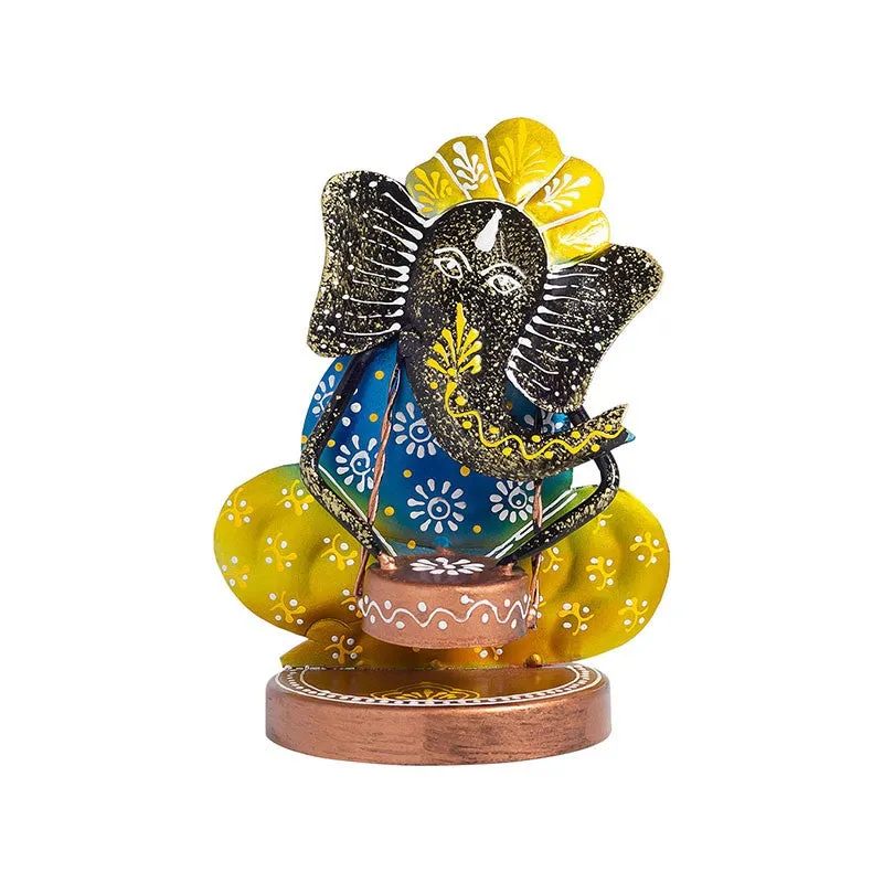Ganesh Playing Damru Iron Handcrafted Idol media 3