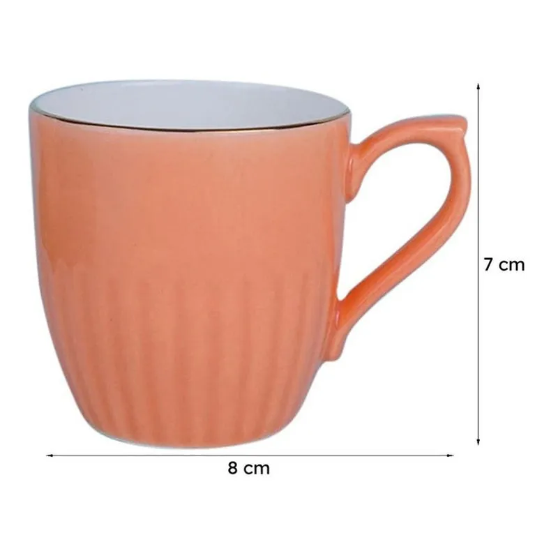 Glimo Porcelain Tea Cup (200 mL Each)/Orange)- Set of Six media 7