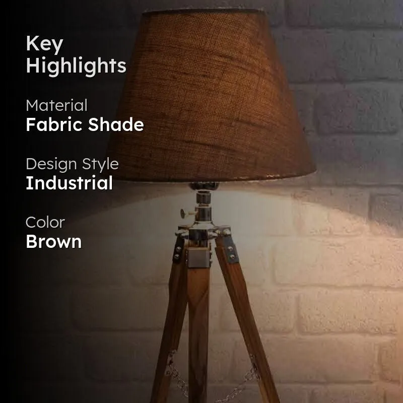 Mini Tripod Fabric Table Lamp - Brown media 2