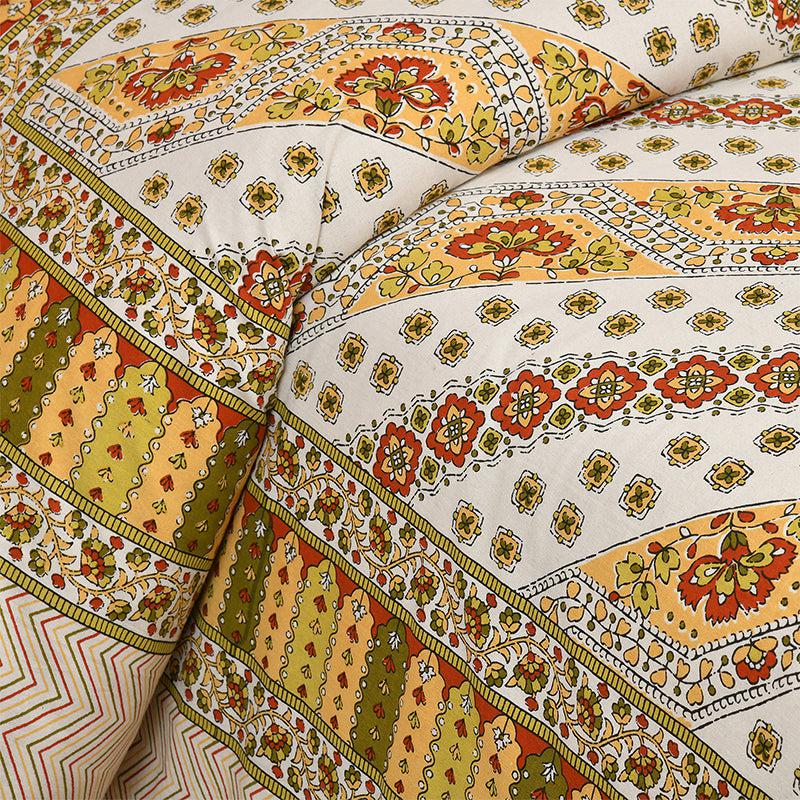 Eshan Ethnic Cotton Bedsheet (Yellow) - 180 TC media 3
