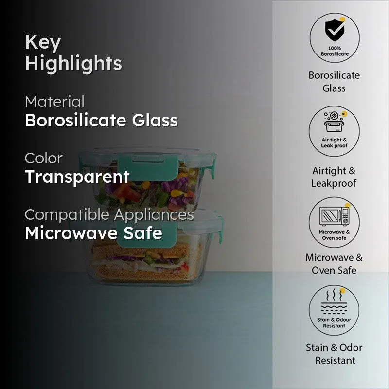 Crusade Square Glass Container (520 & 800 ML) - Set Of Two media 2