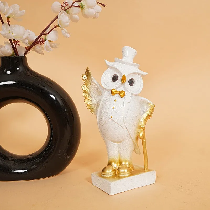 Charming White Owl Resin Showpiece media 5