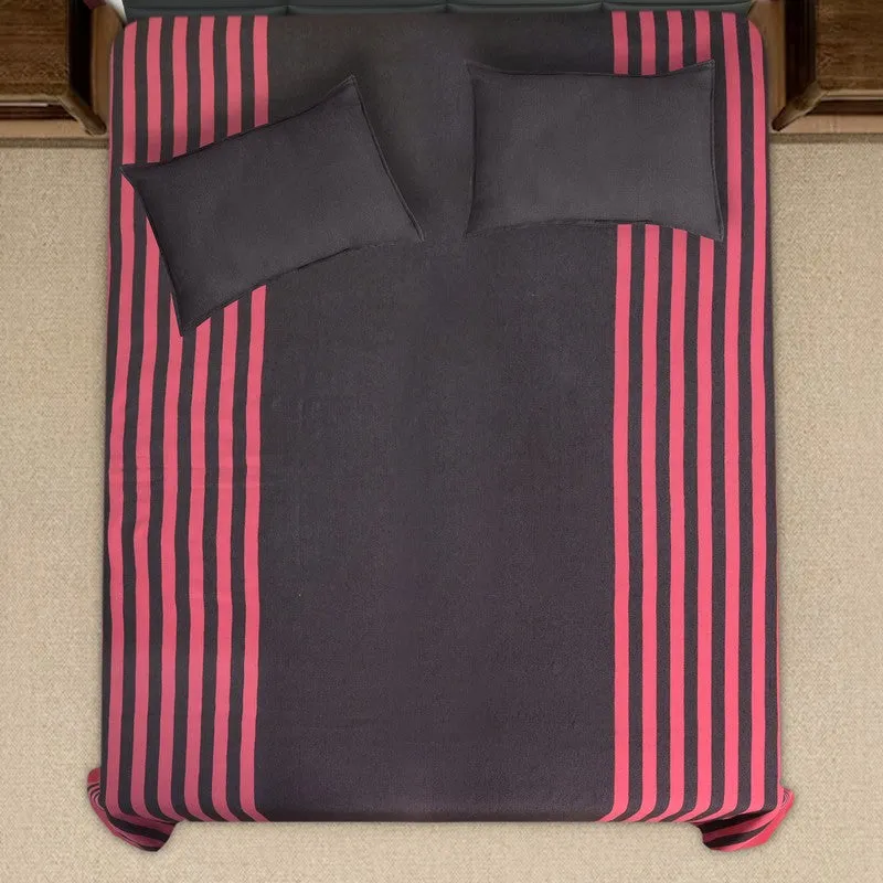 Line Comfort Cotton Bedsheet (Pink) - 102 TC media 3