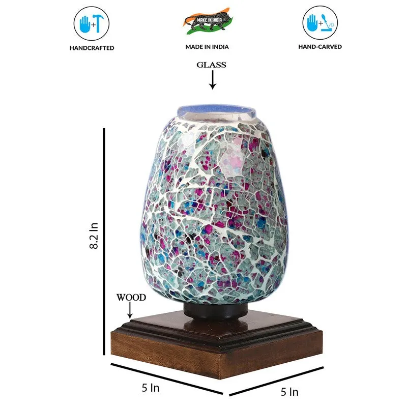 Auremora Mosaic Glass Table Lamp With Wooden Base - Multicolor media 9