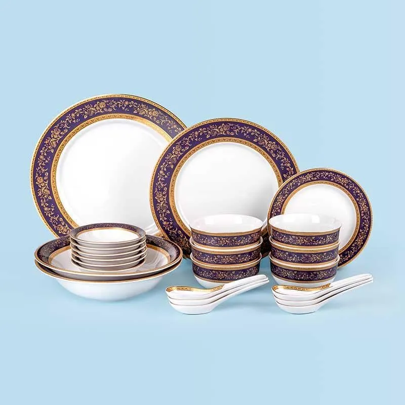 Blue Gold Dinner Set - 33 Piece Set media 1