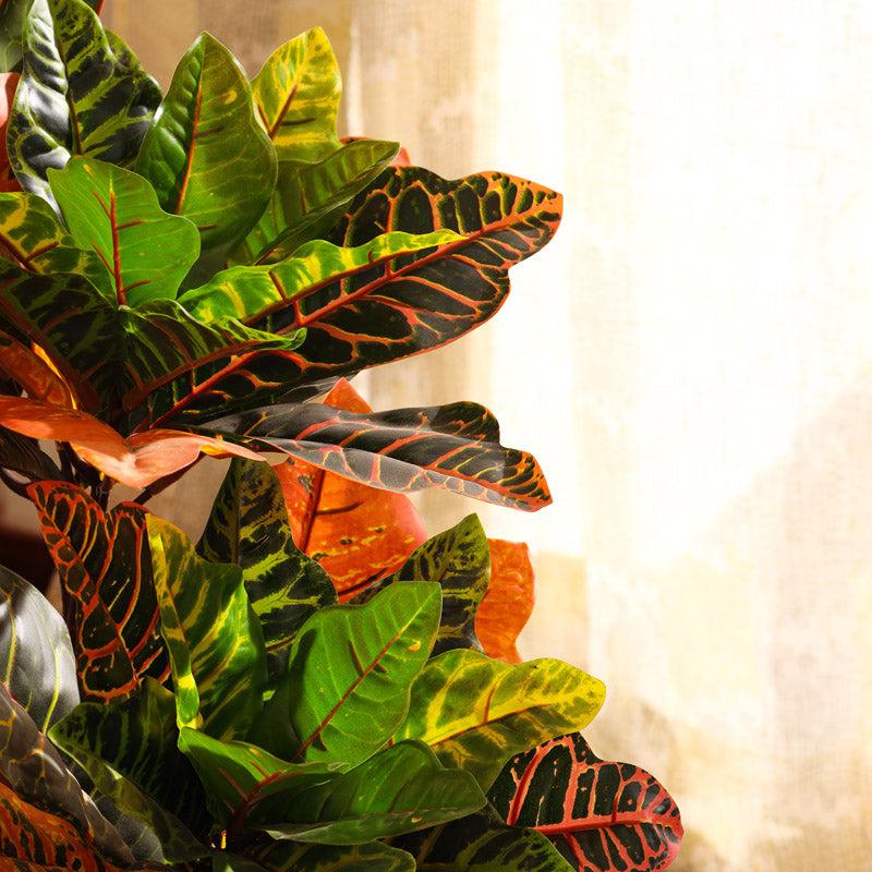 Artificial Realistic Croton Plant With Black Plastic Pot - 2.8 Feet media 5