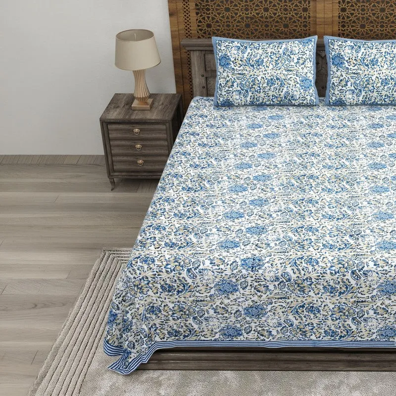 Patterna Cotton Bedsheet (Blue) - 240 TC media 3