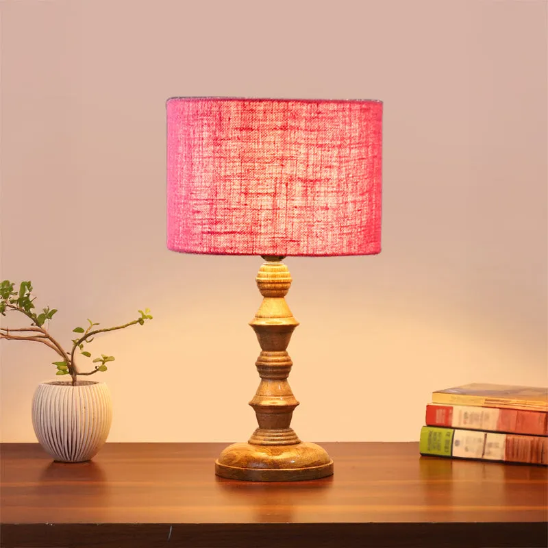 Sienna I Timber Wooden Table Lamp - Pink,Brown media 2