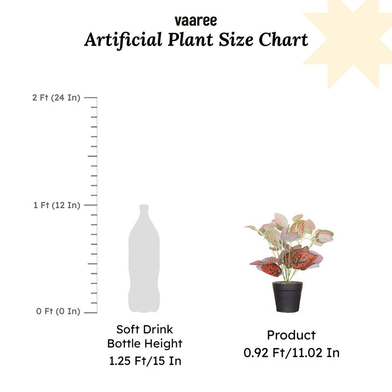 Artificial Nerve Plant With Black Fiber Pot (Red) - 0.9 Feet media 7