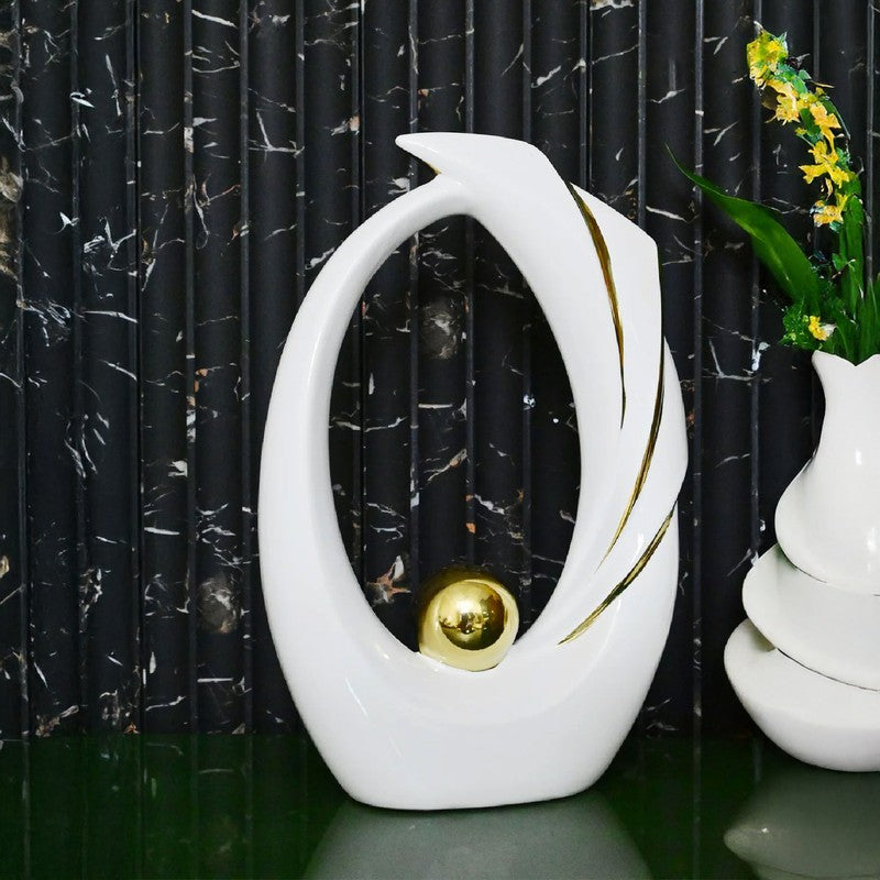 Orvix Luxe Curve Sculpted Showpiece - White media 3