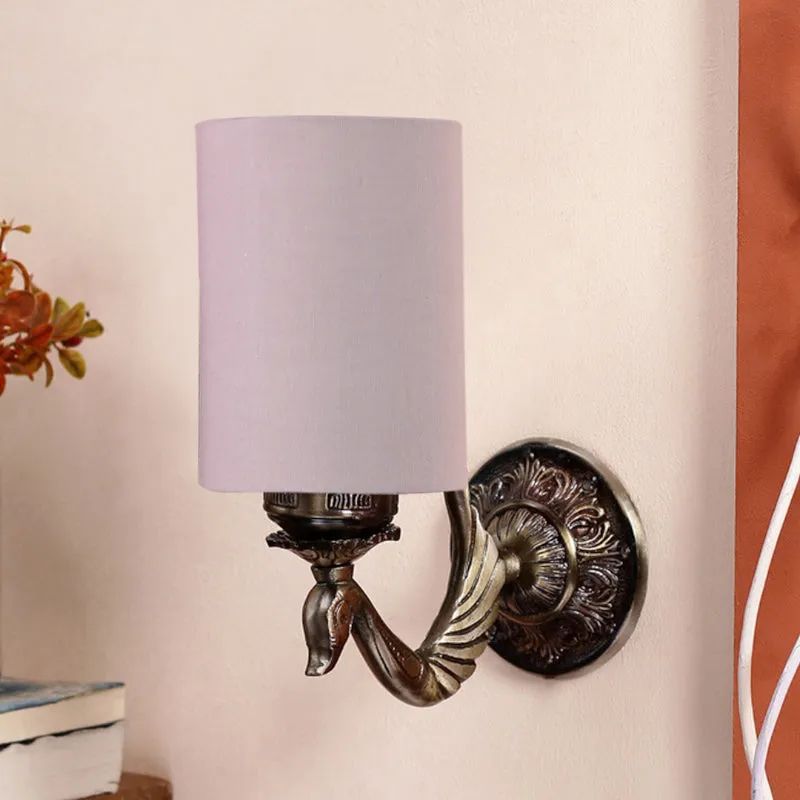 Amro Retro Cylindrical Fabric & Metal Wall Lamp - Grey media 4