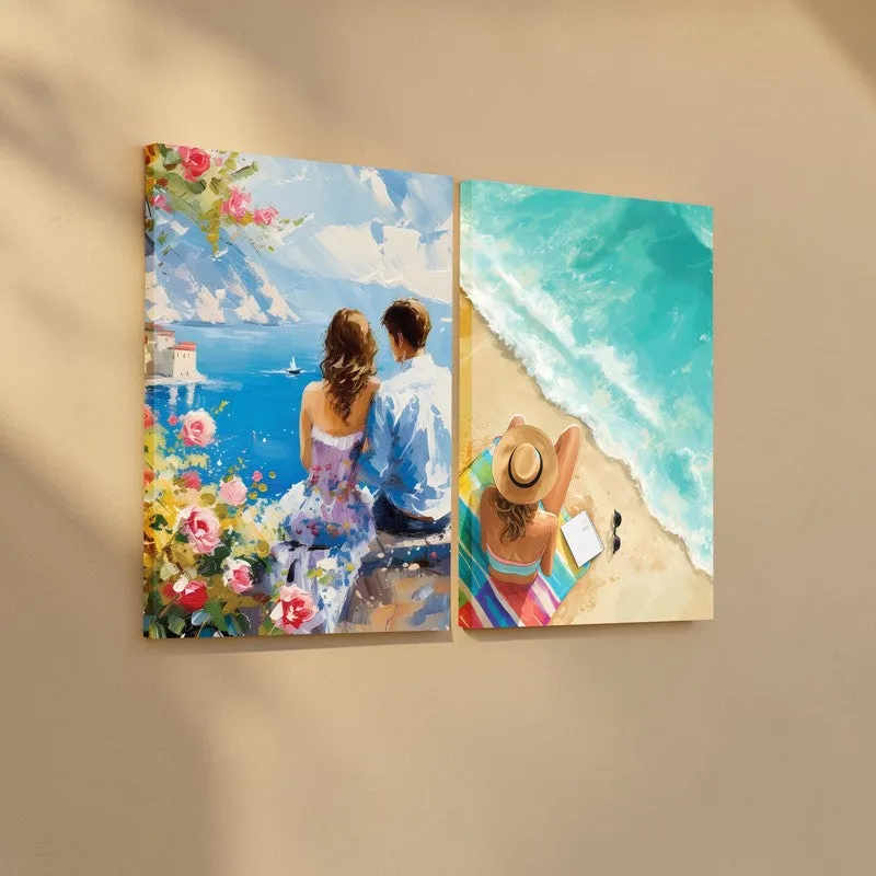 Coastal Heartbeats Canvas Wall Art - Set of Two media 5