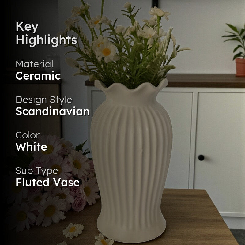 Mist Maven Ceramic Vase - White media 2