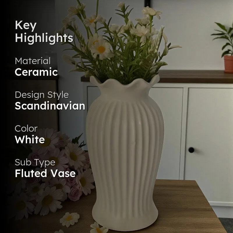 Mist Maven Ceramic Vase - White media 2