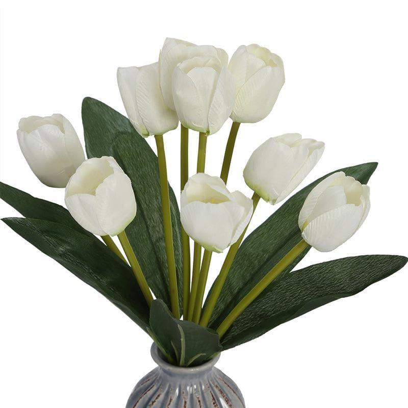 Faux Tulip Floral Bunch (White) - Set Of Two media 4