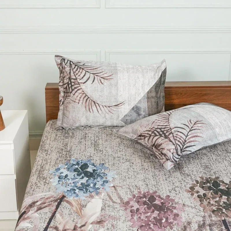 Hayat Floral Cotton Bedsheet (Grey) - 200 TC media 4