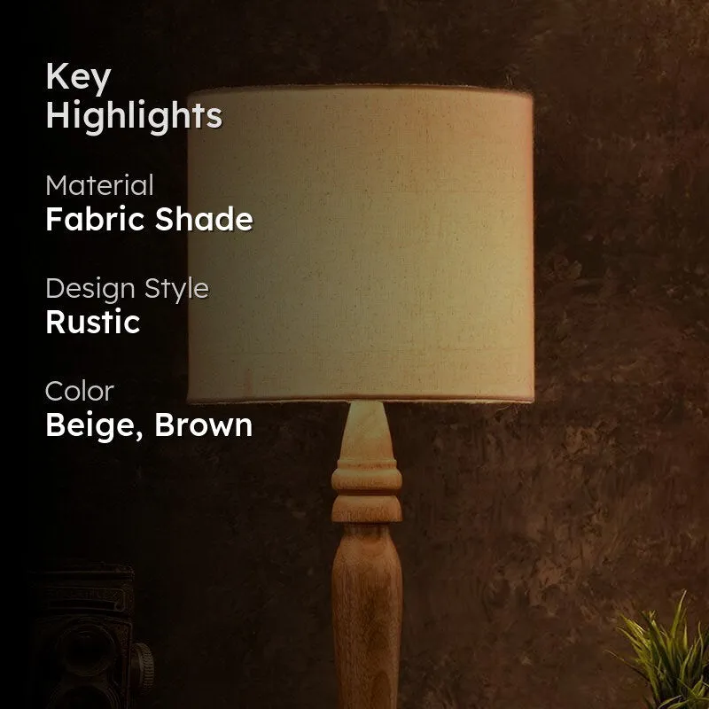 Vintage Dream Fabric Table Lamp - Beige,Brown media 2