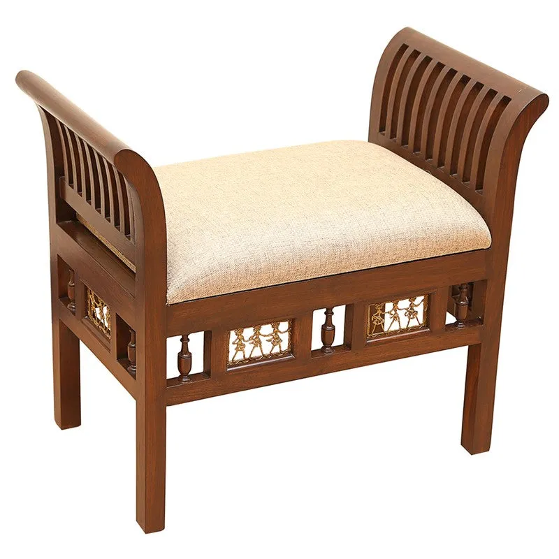 Cleo I Teak wood Ottoman media 3
