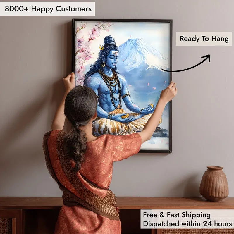 Mahakaleshwar Spiritual Archival Paper Wall Painting With Frame - Black media 6