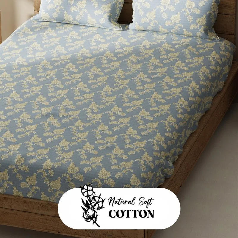 Lorven Fitted Bedsheet (Blue) - 115 GSM media 5