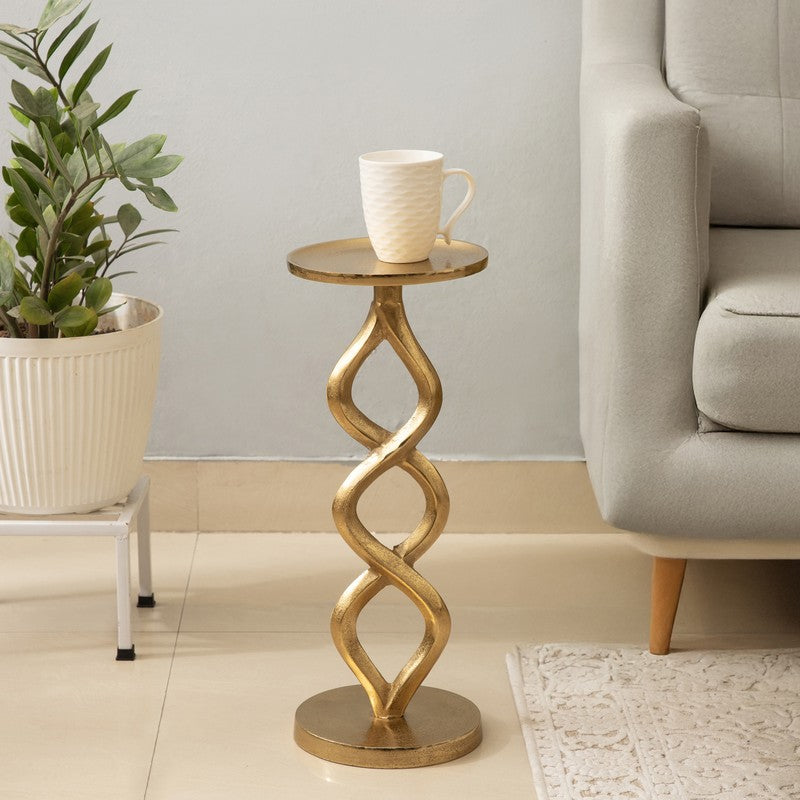 Twist Base Aluminum Side Table - Gold