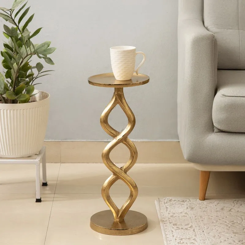 Twist Base Aluminum Side Table - Gold media 1