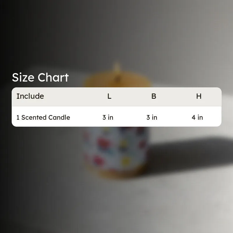 Size chart graphic for the scented candle