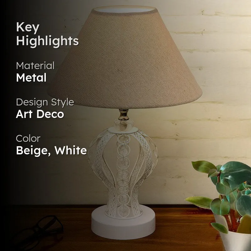Irelle Fey Metal Table Lamp - Beige,White media 2