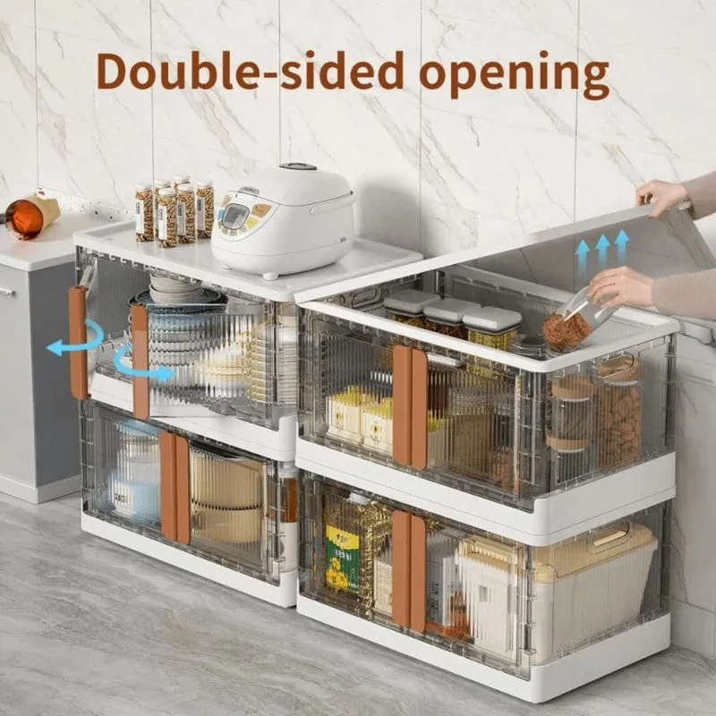 Foldable & Stackable Plastic Double Door Storage Rack - Set Of Two media 4