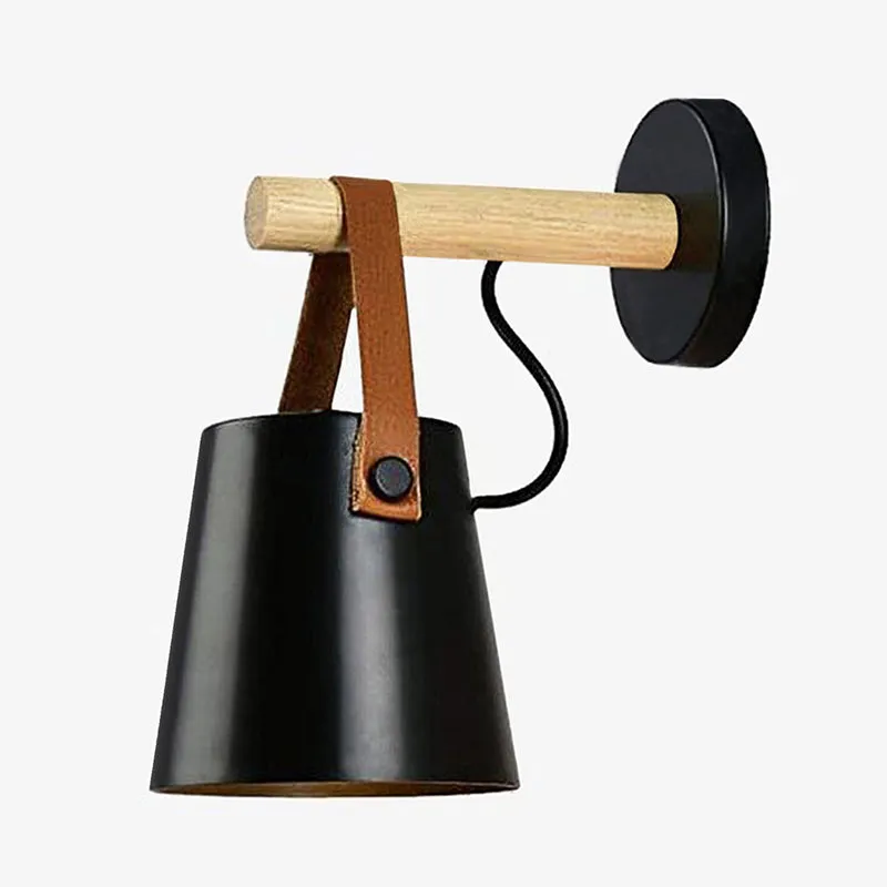 Lume Bucket Fabric Shade Metal Wall Lamp - Black media 3