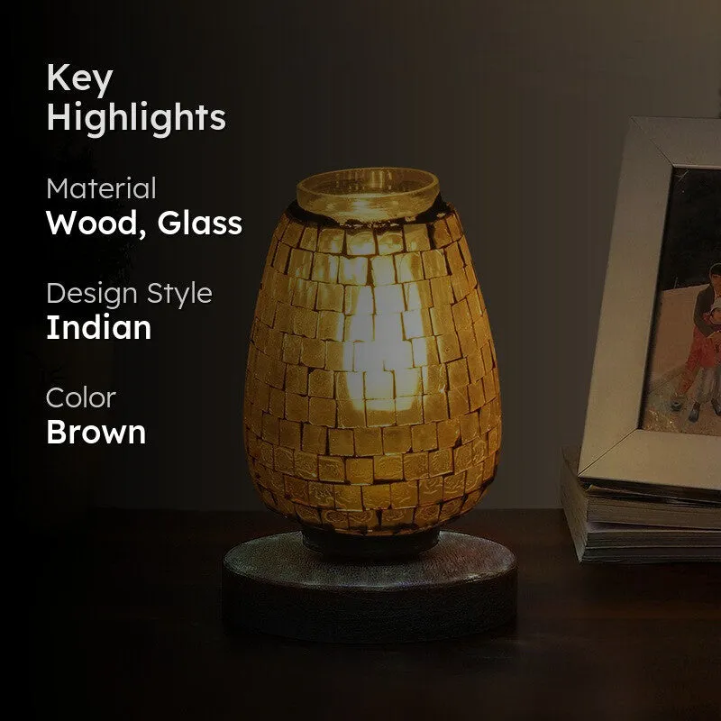 Prismore Mosaic Glass Table Lamp With Wooden Base media 2