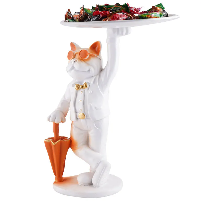 Dapper Cat Painted Polyresin Show Piece - White media 5