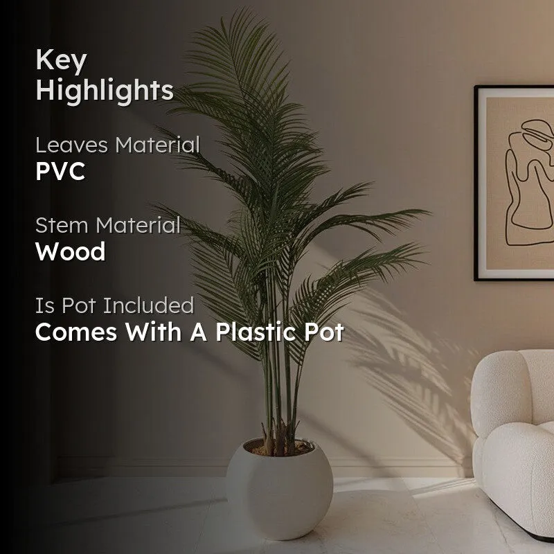 Lush Green Areca Palm Artificial Plant With Black Plastic Pot media 2