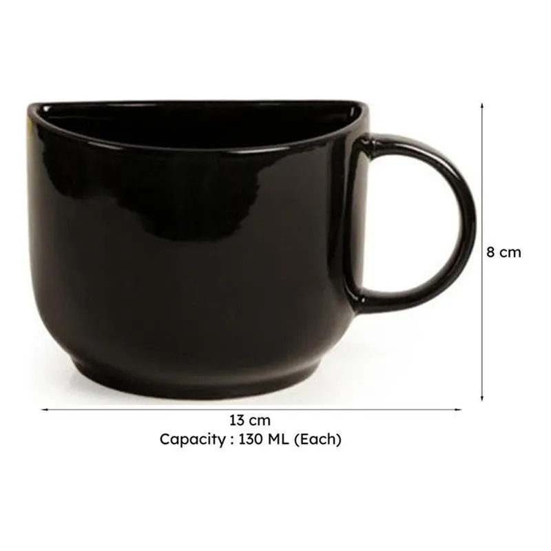 The Better Half Ceramic Tea Cup (130 mL Each/Black) - Set of Two media 8
