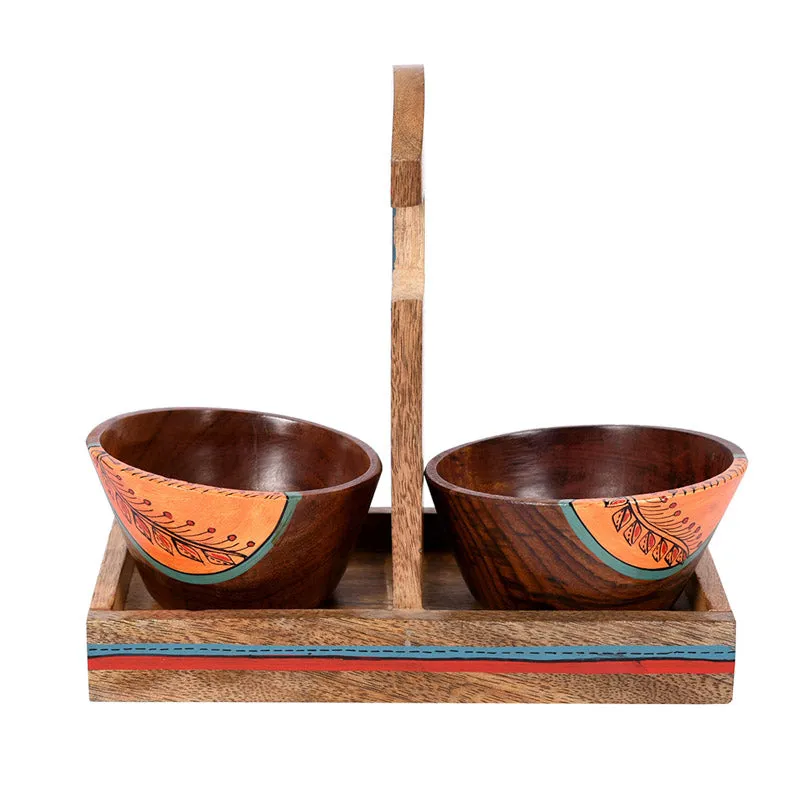Devika Wooden Serving Bowl With Holder - Three Piece Set media 5