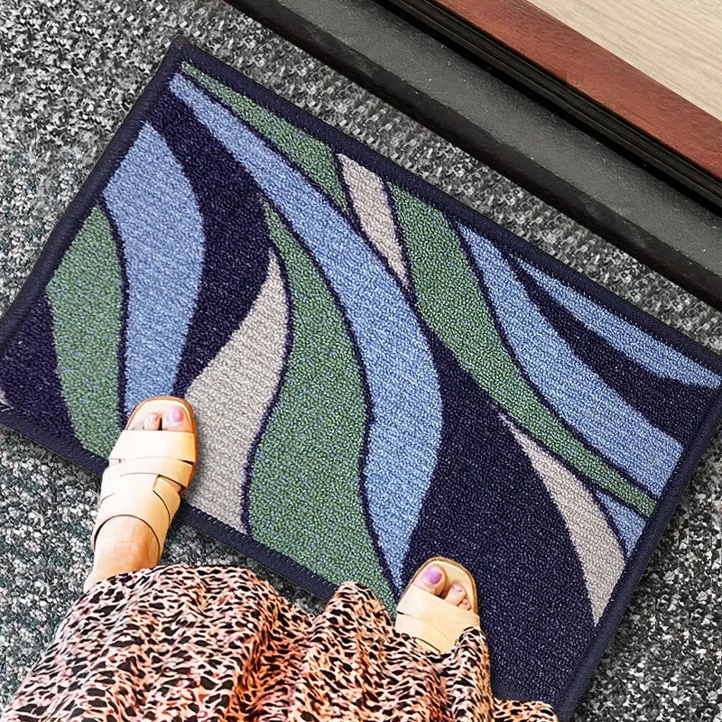 Hiro Abstract Nylon Door Mats - Green,Blue media 3