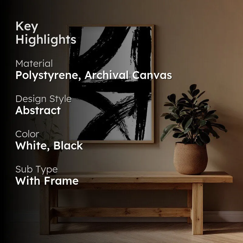 Strokes Of Shadow Framed Canvas Archival Canvas Wall Painting - Natural Brown Frame media 2
