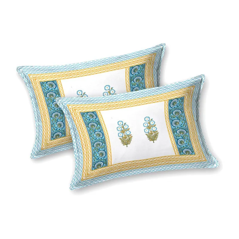 Nestva Cotton Bedsheet (White,Green,Yellow) - 240 TC media 4