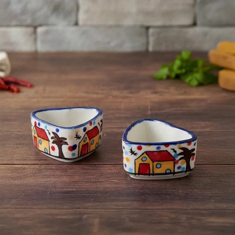 Bowlva Ceramic Dip Bowls (Multicolor ,50 mL Each) - Set Of Two media 1
