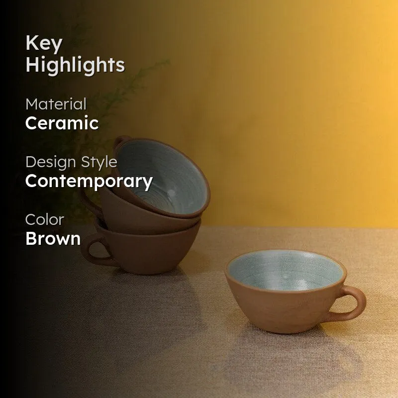 Sand Ceramic Tea Cup (125 mL Each) - Set of Four media 2